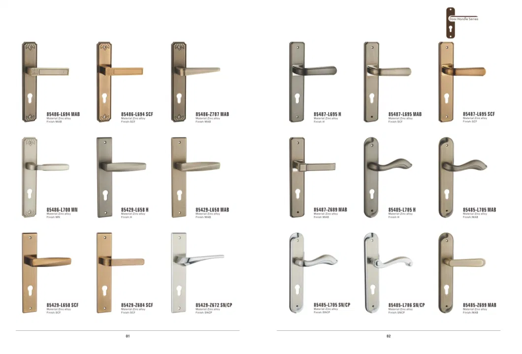 Modern Mortice Zinc Alloy Door Lock Handle